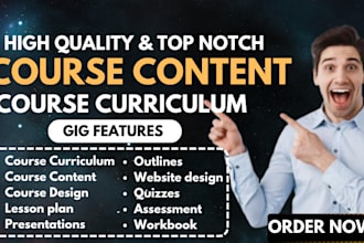 create online course content, curriculum, lesson plan, PPT, workbook, lms setup