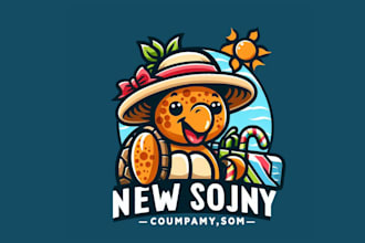 do beach turtle holiday mascot logo  fun  unique design