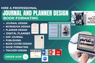 design journal and planner design or formatting amazon kdp and book cover design