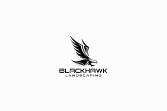 design black hawk landscaping logo