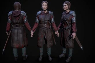 detail 3d realistic character, unity texture, high poly model, ue5 rig, animate