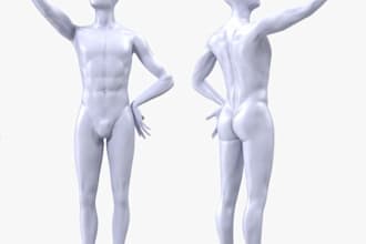 detailed articulate 3d action figure, toy, 3d character, 3d doll for 3d printing