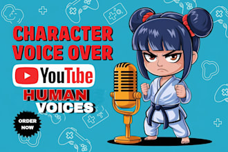 record a natural character voice over female youtube channel anime voice actor