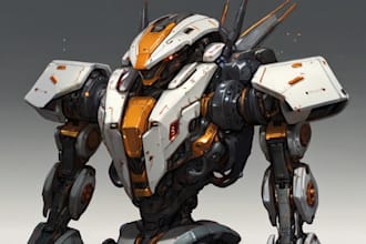 draw high quality robot, mecha concepts