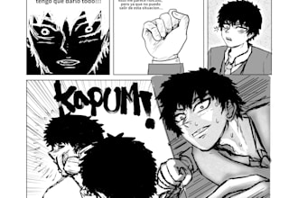 draw a manga style comic page for your proyect or script