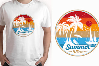 create beach t shirt design and summer custom t shirt design