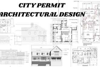 draw architectural city permit blueprints for house plan, garage, deck, porch