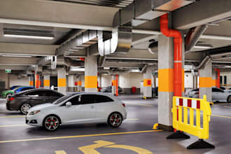 renovate 3d parking lot,site layout plan,photometric design, driveway cgi render
