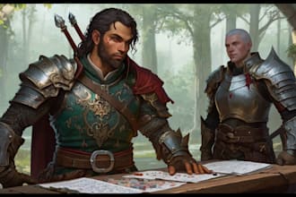 draw dnd, fantasy character and dnd character art for you