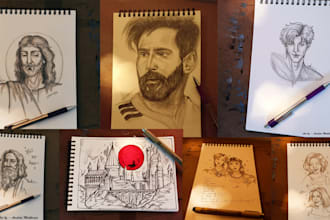 make hand drawn pencil sketch, illustration, digital art