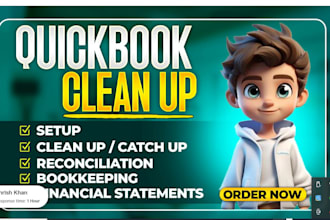 do setup, catch up, clean up, reconciliation and bookkeeping in quickbooks