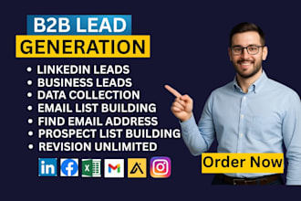 find email address, linkedin leads, b2b leads and prospect list building
