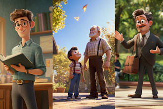 design 3d pixar style cartoon character, avatar, ai art