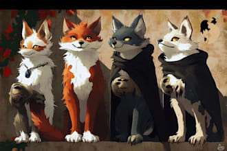 make a lineless art of your furry character or foursome
