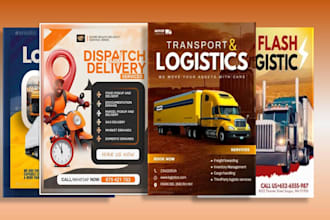 design logistic, trucking,  transport, dispatcher flyers for your business