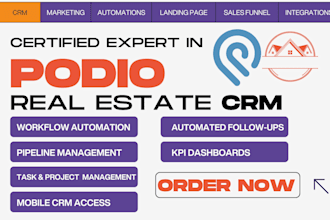 setup podio real estate CRM workflow automation task management email marketing