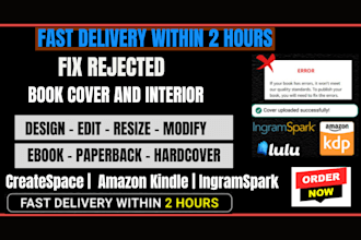 fix, resize, modify, rejected, error kindle lulu book cover