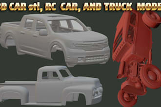 create, edit stl for car printing,  3d mini car, 3d car modeling, rc model, bike