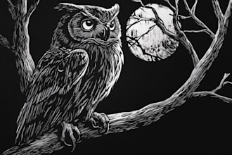 create artistic linocut illustration in my style