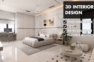 3d interior design with accurate details and photorealism