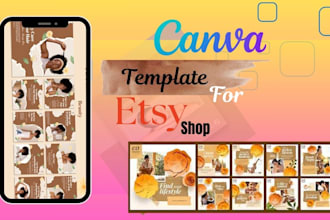 create etsy branding template with canva, etsy print on demand,printable planner