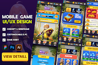 design professional 2d game UI and UX