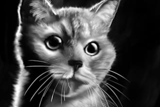 digitally paint a realistic pet portrait for you