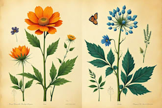 draw an original botanical design of illustrations