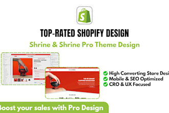 design a branded shopify store using shrine theme, shrine pro theme, shopify