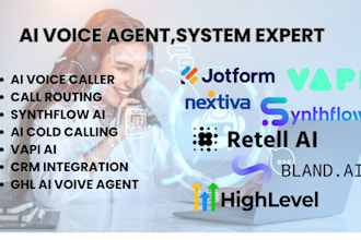 setup ai voice agent using synthflow ai vapi ai jotform ai bland ai integration