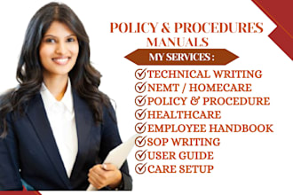 write security, sops, nemt, healthcare homecare policies and procedures manuals
