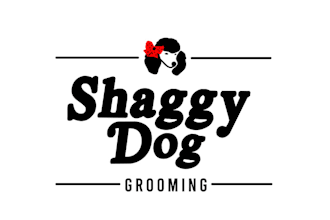 design elegant mascot dog grooming shop logo