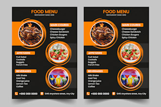 design modern restaurant menu, flyer, logo and food menu, digital menu board