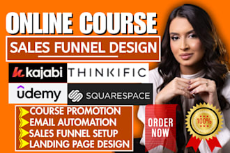 build thinkific online course website, thinkific membership kajabi course funnel