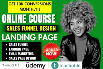 build online course sales funnel, systeme io online course landing page design
