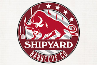 do top quality new restaurant logo for the shipyard barbecue