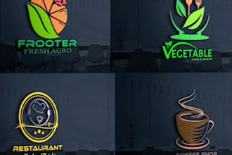 design fruit, coffee, drink, cafe, food , burger and juice logo