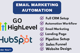 setup hubspot CRM, hubspot landing page design, pipeline setup, email template