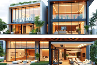 do 3d interior and exterior design, commercial building, house rendering, 3d spa