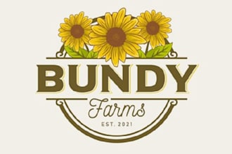 design colorful natural sunflower farms logo