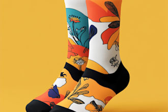 draw sublimation all type of unique socks design and pattern