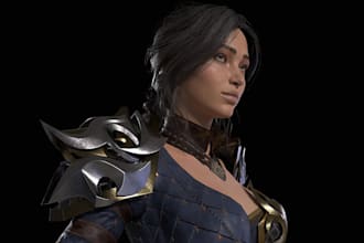 fix 3d character mesh,quality uv texture,humanoid ue5 rig,game warrior pbr armor