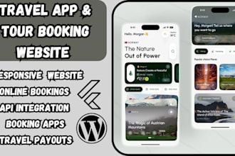 create travel booking app, tour website, hotel, vacation rental, flight web app