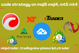 code strategy on mql5 mql4, mt5 mt4, ninjatrader, tradingview pinescript,ctrader