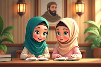 do islamic muslim illustration for children book and other