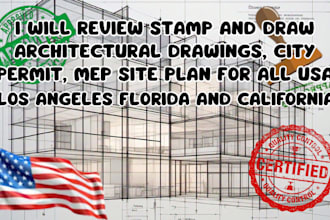 draw, stamp your USA city permit, architectural drawings, structural drawing