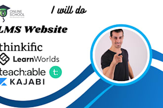 setup your thinkific learnworlds teachable kajabi online school website