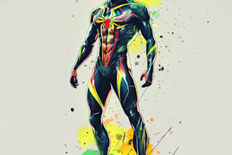create concept art superhero character for anime style comic