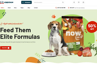 design pet website pet care pet shop pet food animal care pet store dog shopify