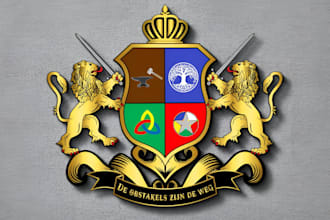 design heraldic family crest coat of arms logo in 24hrs